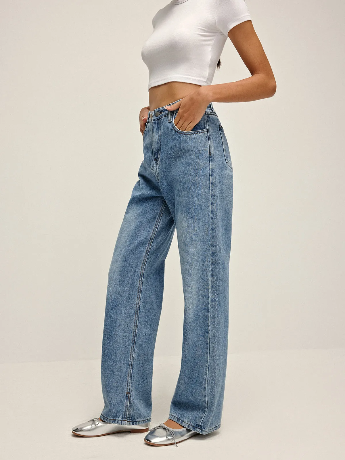 High-Waist Denim Long Jeans sold by COMMENSE product image thumbnail 3