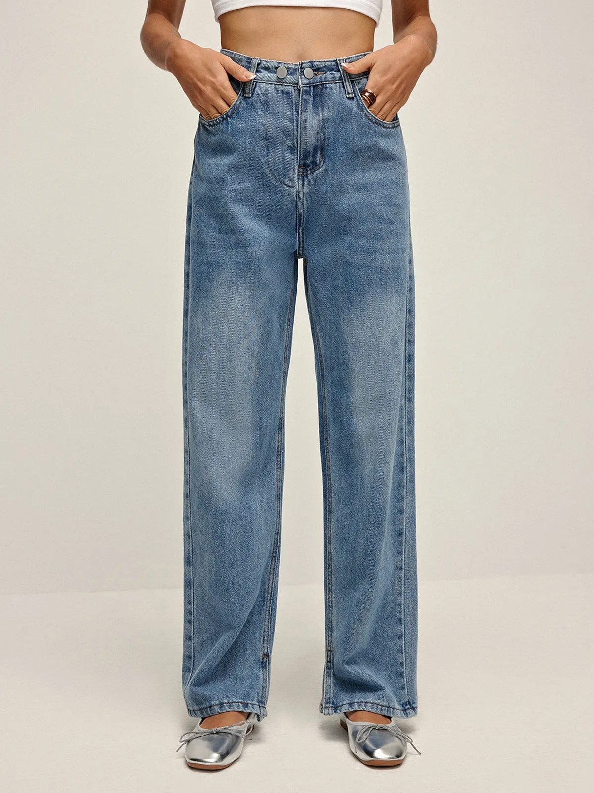 High-Waist Denim Long Jeans sold by COMMENSE product image thumbnail 2