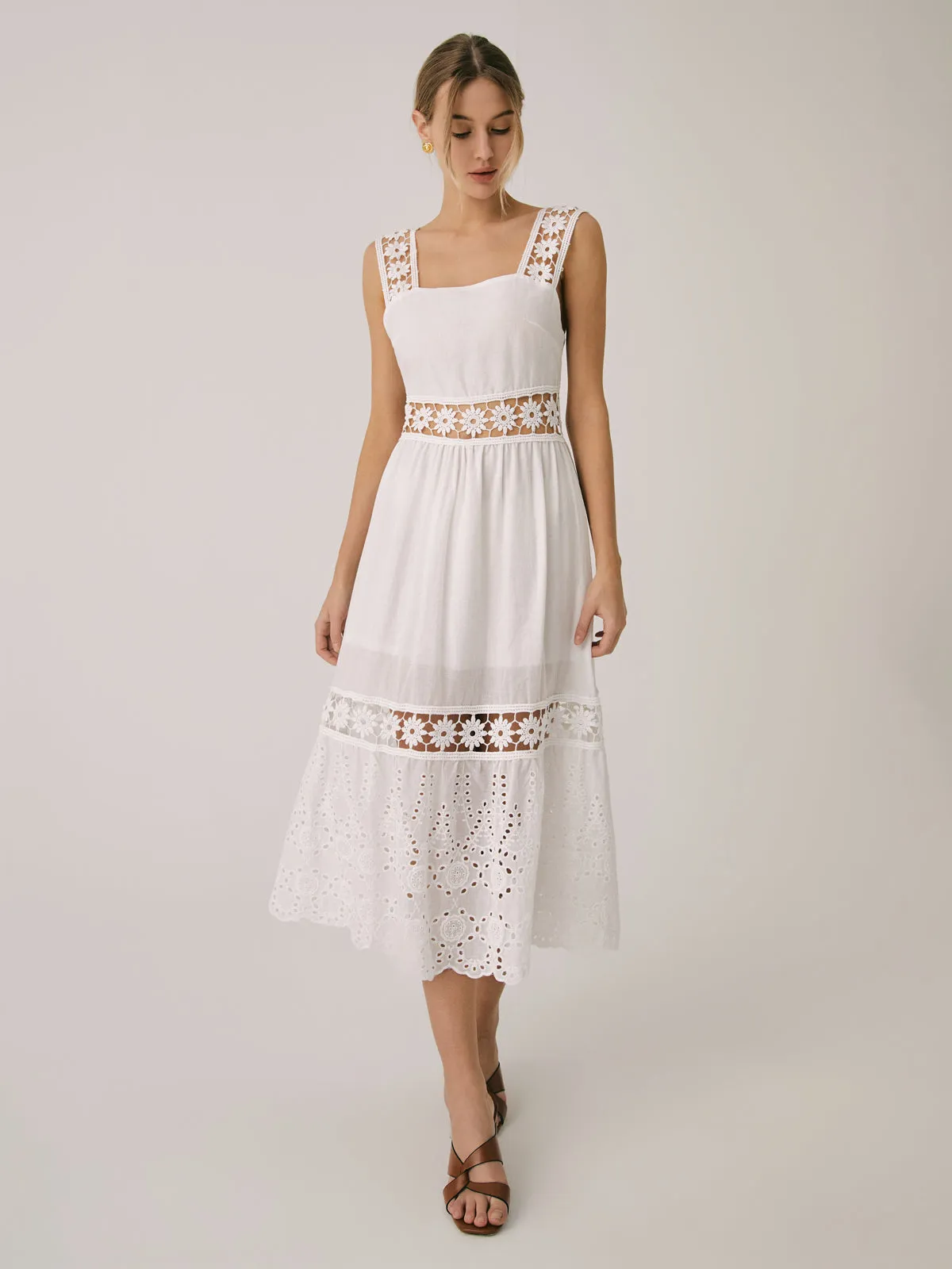 Romantic Lace Patchwork Midi Dress sold by COMMENSE product image thumbnail 5