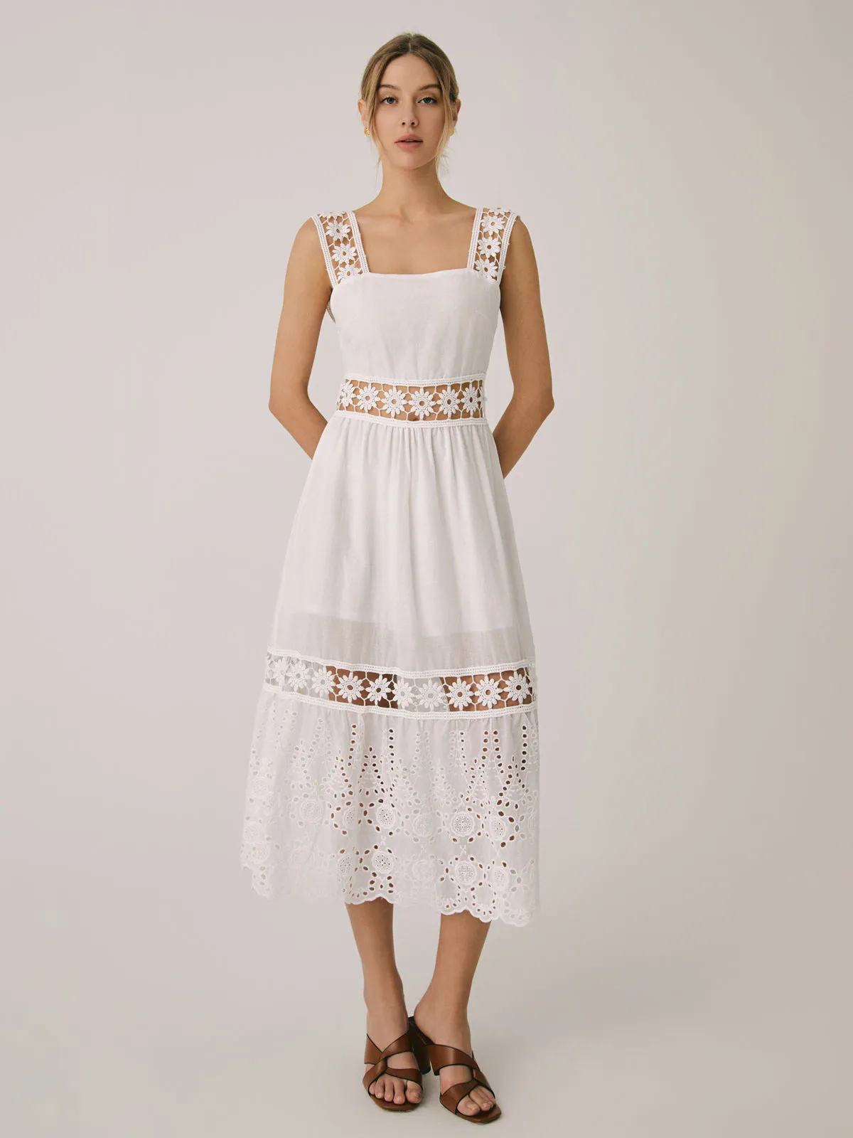 Romantic Lace Patchwork Midi Dress sold by COMMENSE product image thumbnail 2