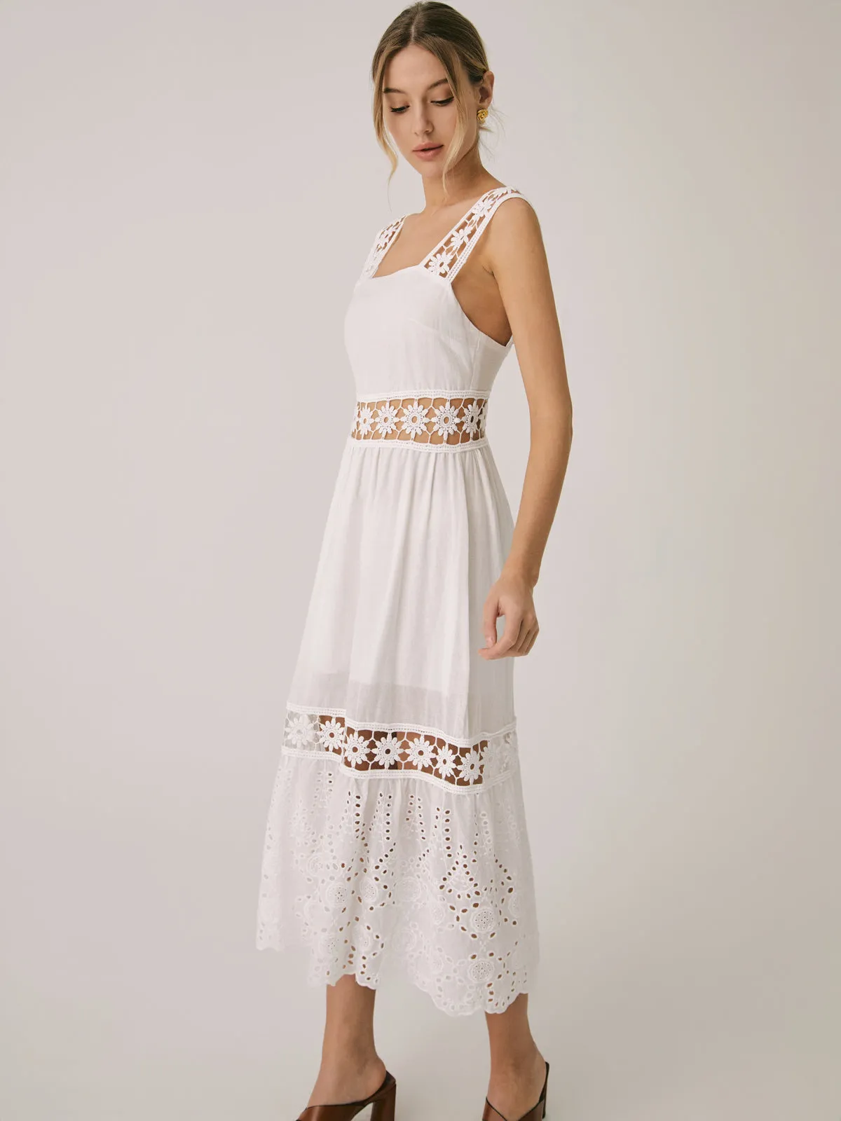 Romantic Lace Patchwork Midi Dress sold by COMMENSE product image thumbnail 4