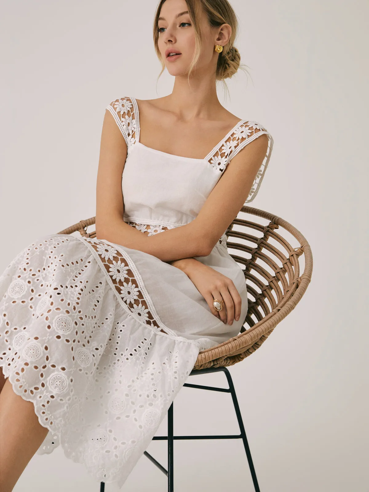 Romantic Lace Patchwork Midi Dress sold by COMMENSE