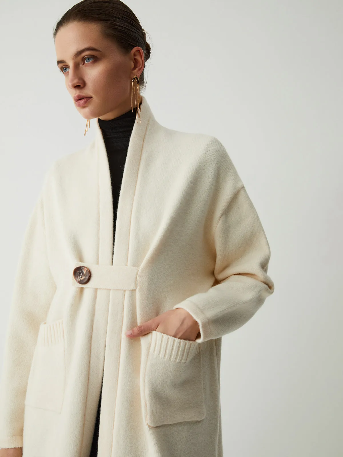 Double Pockets Buttoned Longline Knit Coat sold by COMMENSE product image thumbnail 5