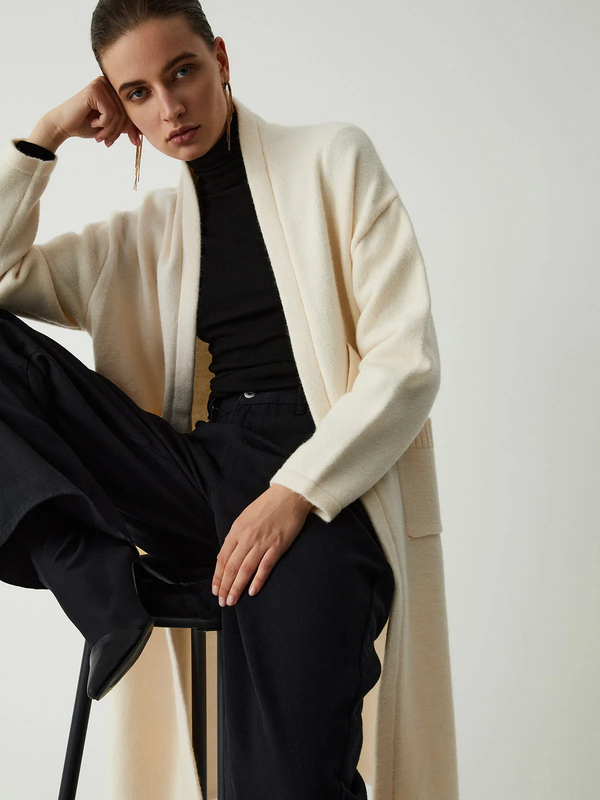 Double Pockets Buttoned Longline Knit Coat sold by COMMENSE product image thumbnail 2