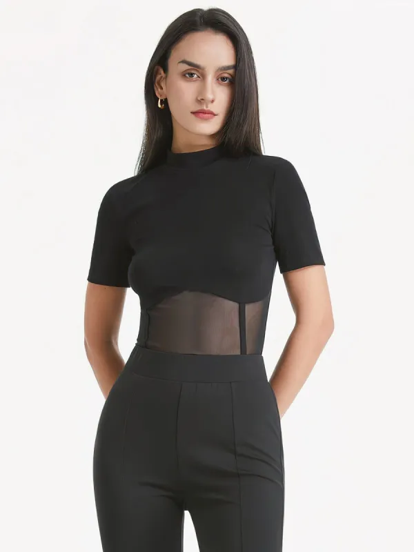 Contour Half Mesh T-Shirt sold by COMMENSE