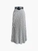 Monogram Pleated Belted Zip Up Maxi Skirt sold by COMMENSE