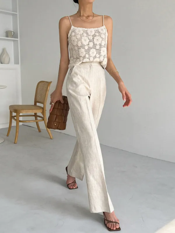 Linen Blends Straight Leg Pants sold by COMMENSE