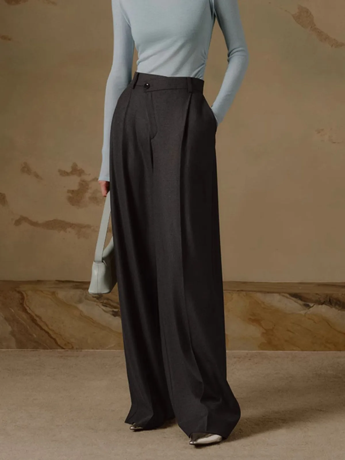 High Waist Pleated Wide Leg Pants sold by COMMENSE