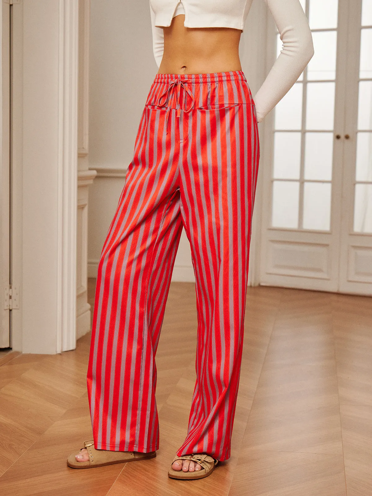 Casual Pinstripe Drawstring Pants sold by COMMENSE product image thumbnail 3