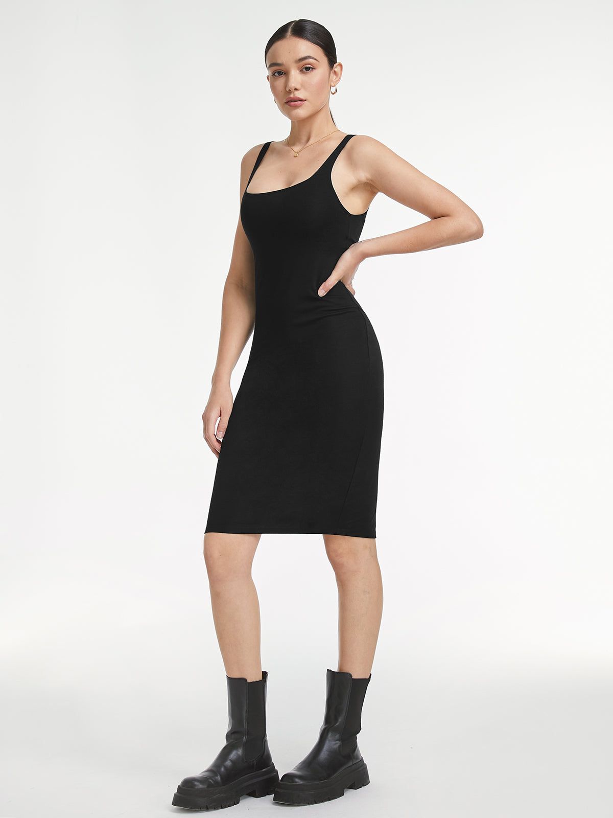 Square Neck Ultra Stretch Bodycon Dress sold by COMMENSE product image thumbnail 4