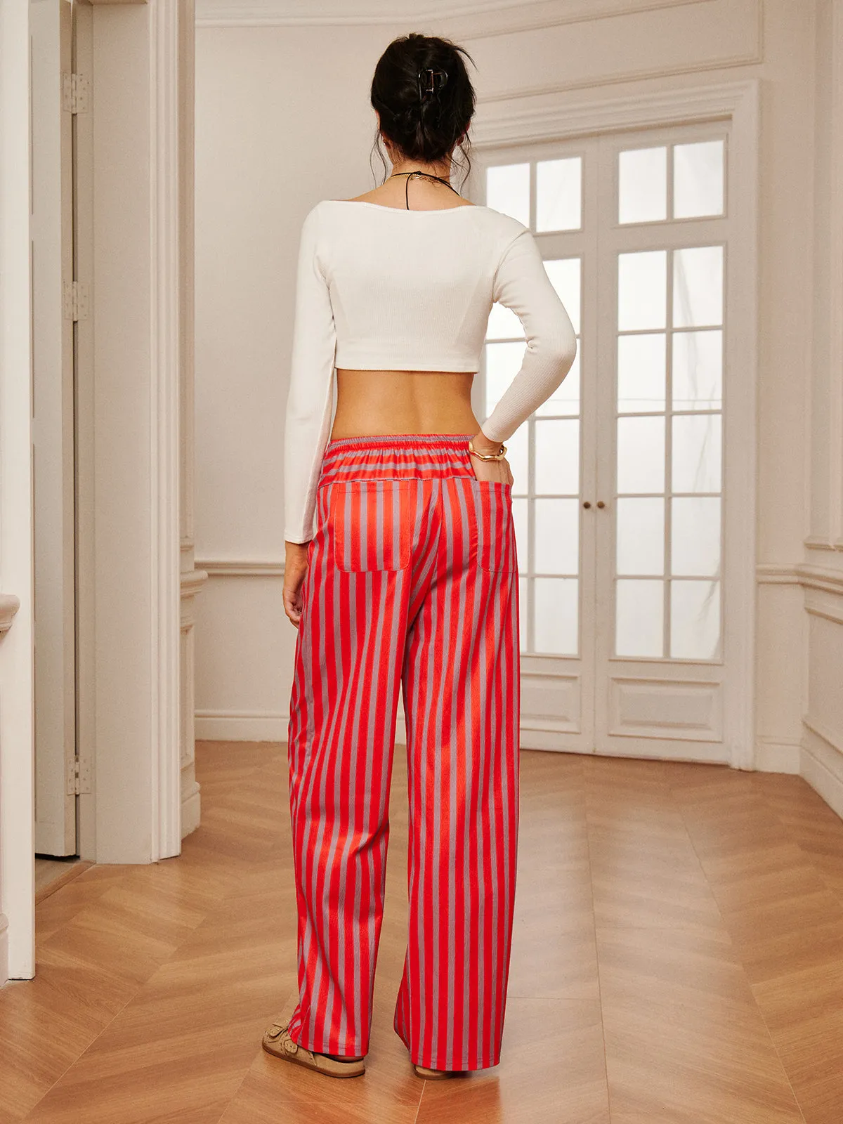 Casual Pinstripe Drawstring Pants sold by COMMENSE product image thumbnail 5