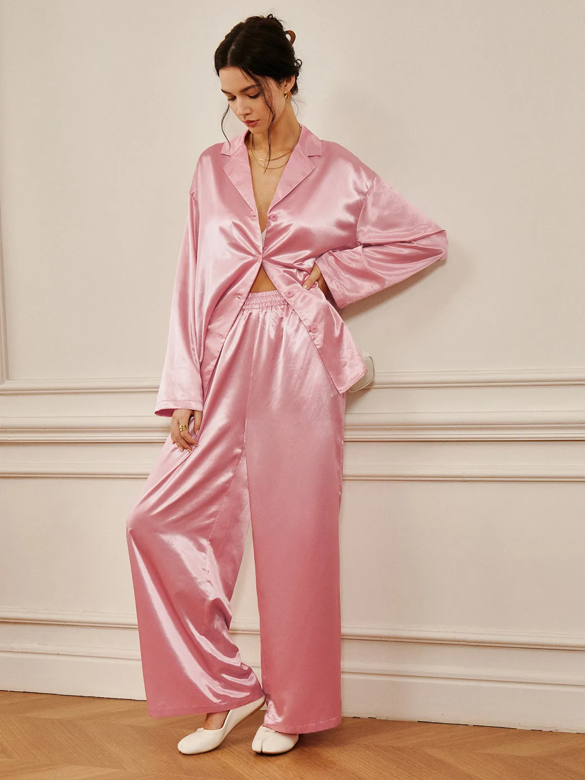 Satin Solid Cozy Long Pants sold by COMMENSE