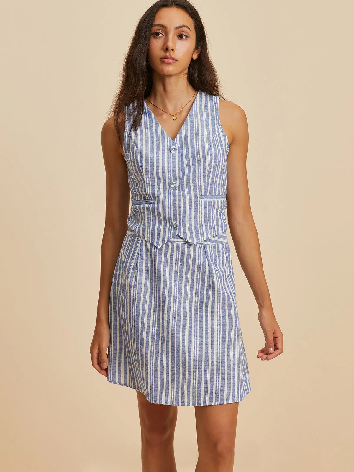 Stripe Sleeveless Skirt Set sold by COMMENSE product image thumbnail 4