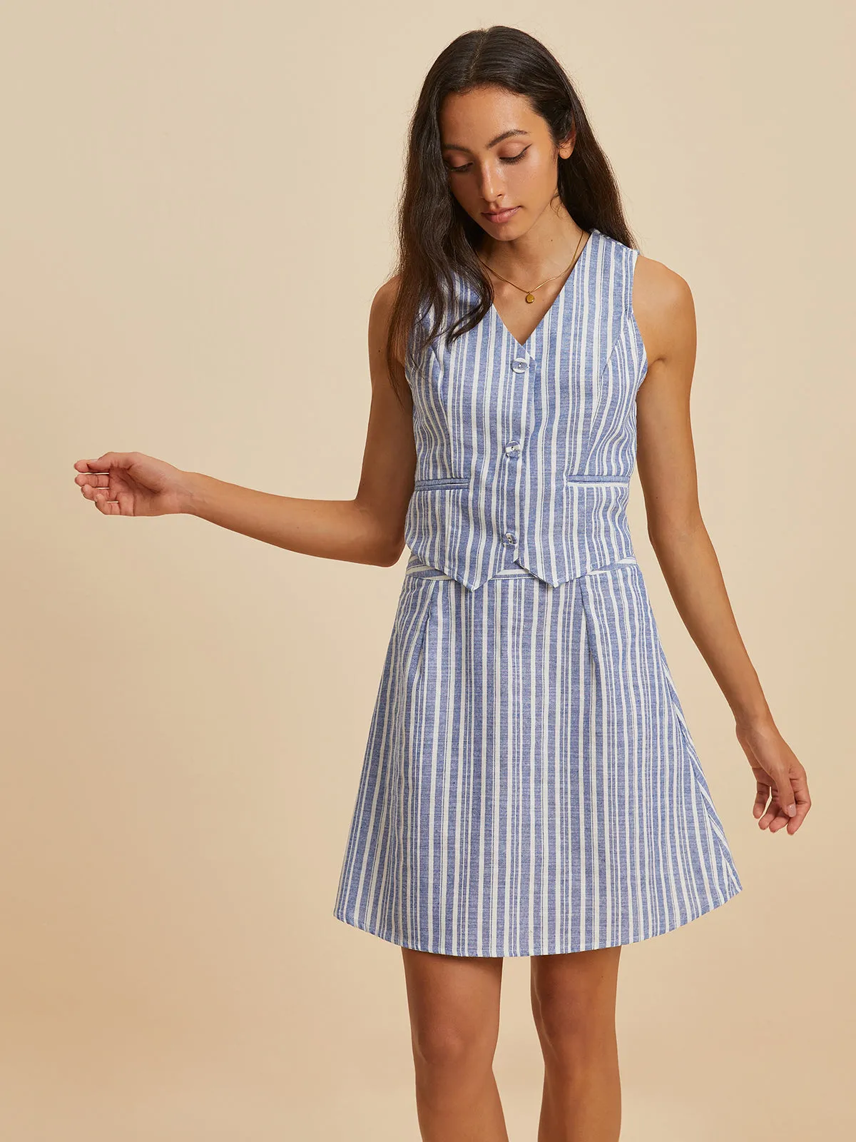 Stripe Sleeveless Skirt Set sold by COMMENSE product image thumbnail 3