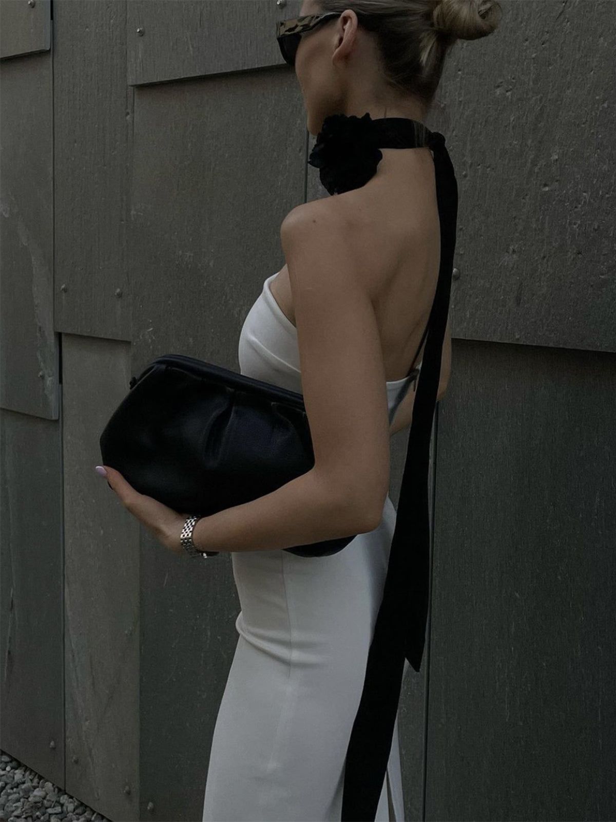 Ruched Zippered Tube Midi Dress sold by COMMENSE