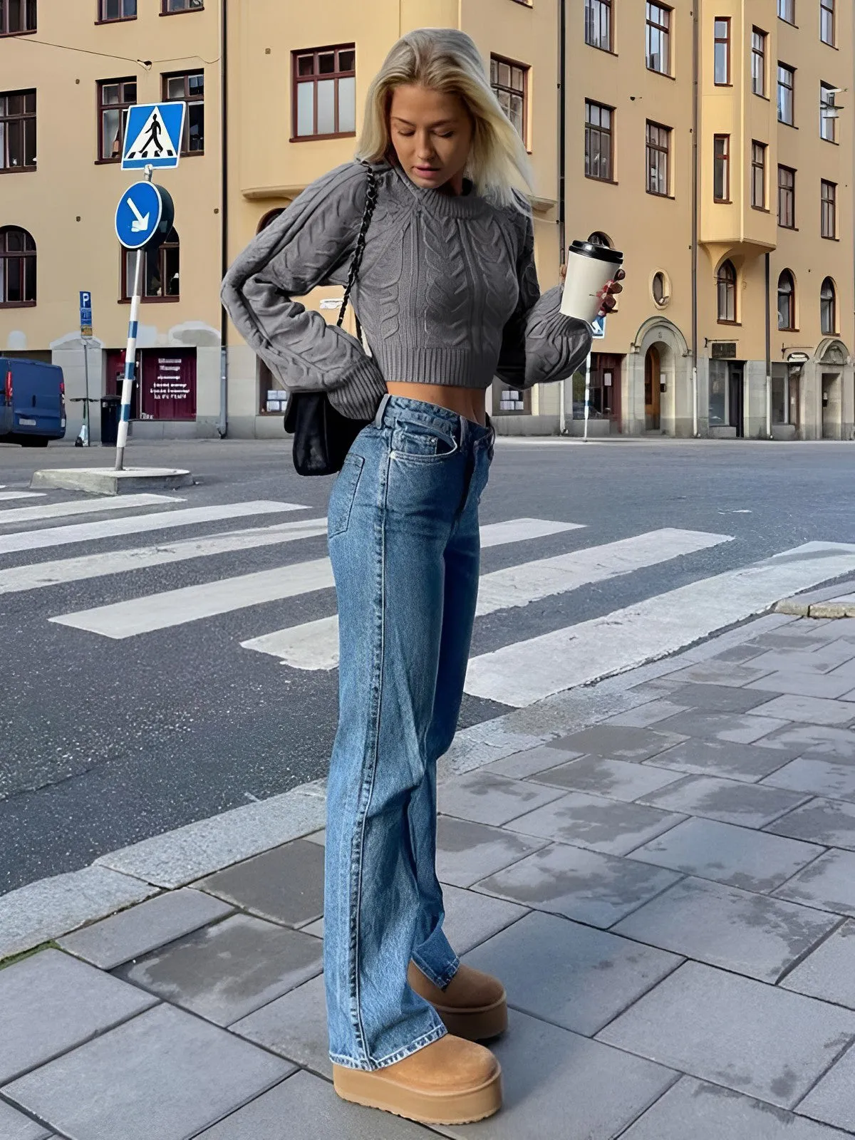 Cable Knit Tie Back Crop Sweater sold by COMMENSE product image thumbnail 4