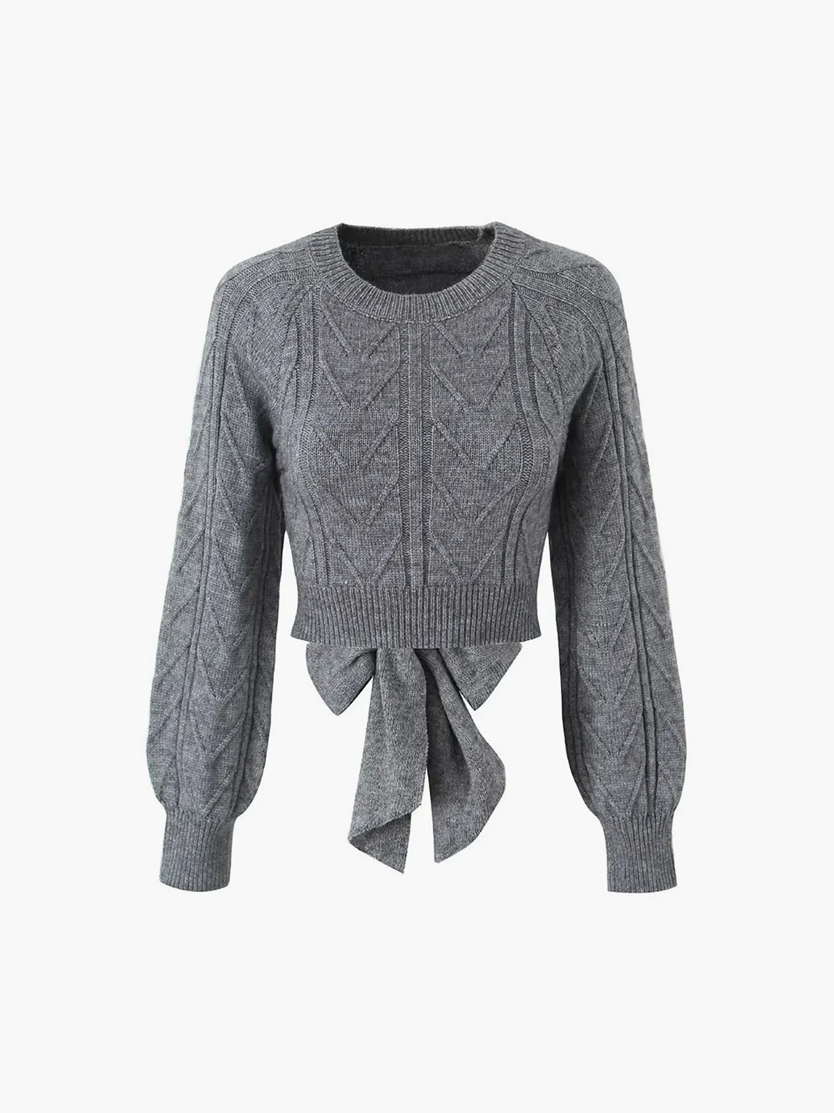 Cable Knit Tie Back Crop Sweater sold by COMMENSE