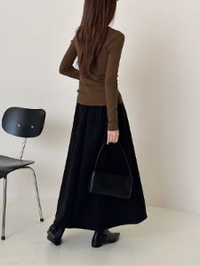 Solid Asymmetrical Neck Long Sleeve Knit Top sold by COMMENSE
