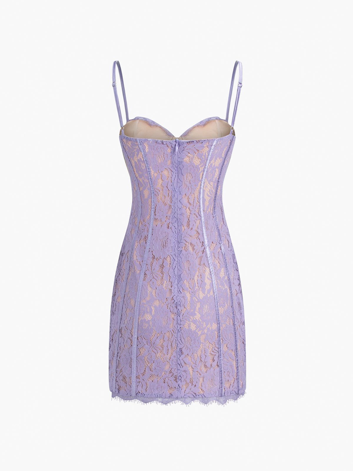 Lilac Lace Zippered Corset Short Dress sold by COMMENSE product image thumbnail 2
