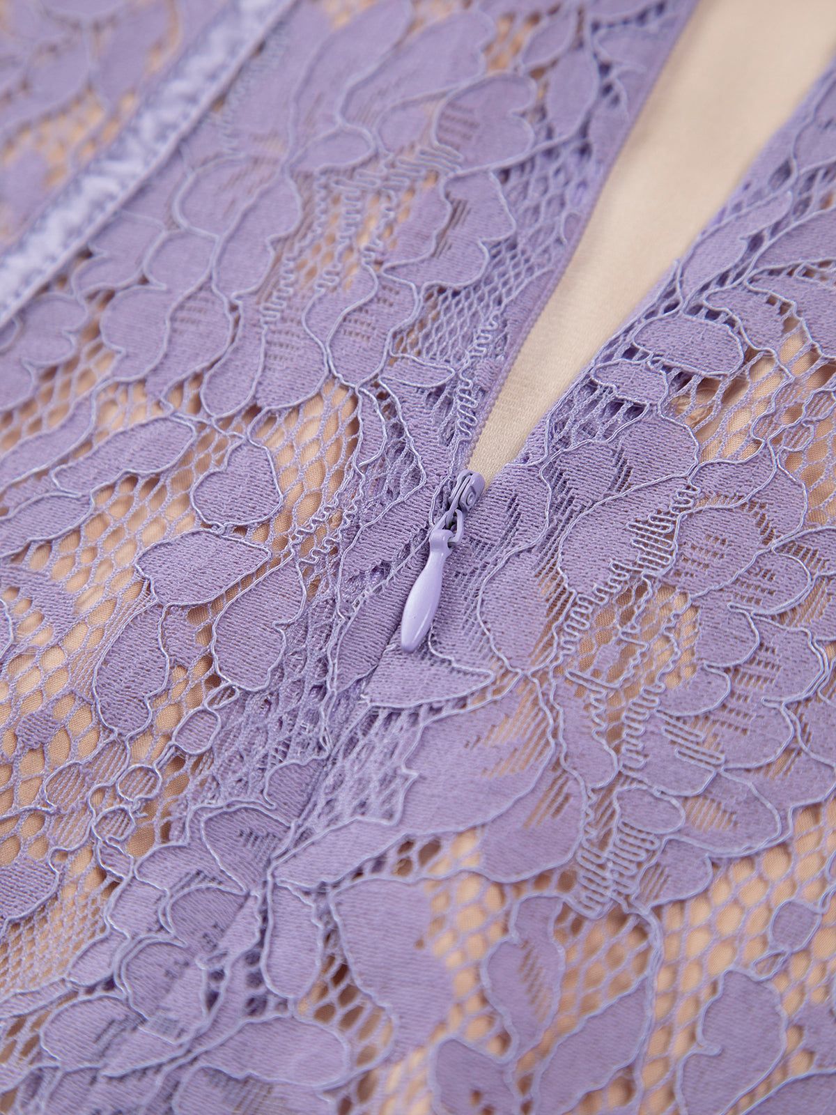 Lilac Lace Zippered Corset Short Dress sold by COMMENSE product image thumbnail 3