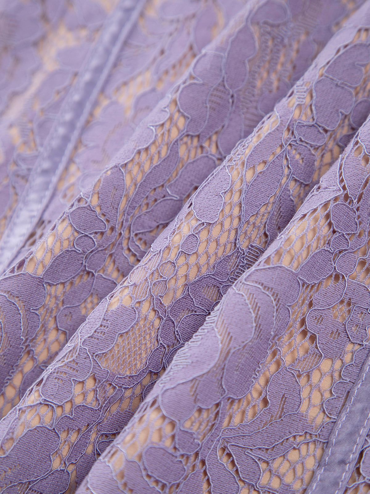 Lilac Lace Zippered Corset Short Dress sold by COMMENSE product image thumbnail 4