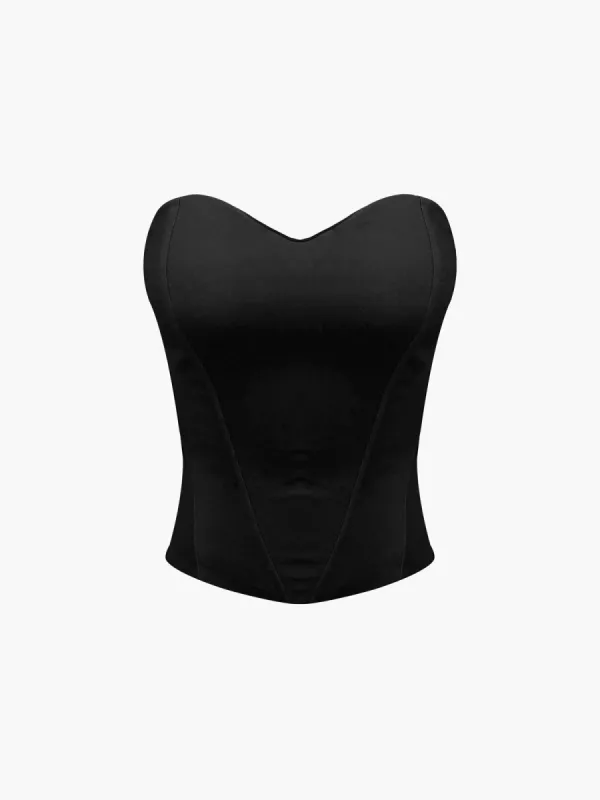 Cup Detail Zippered Tube Corset Top made by COMMENSE