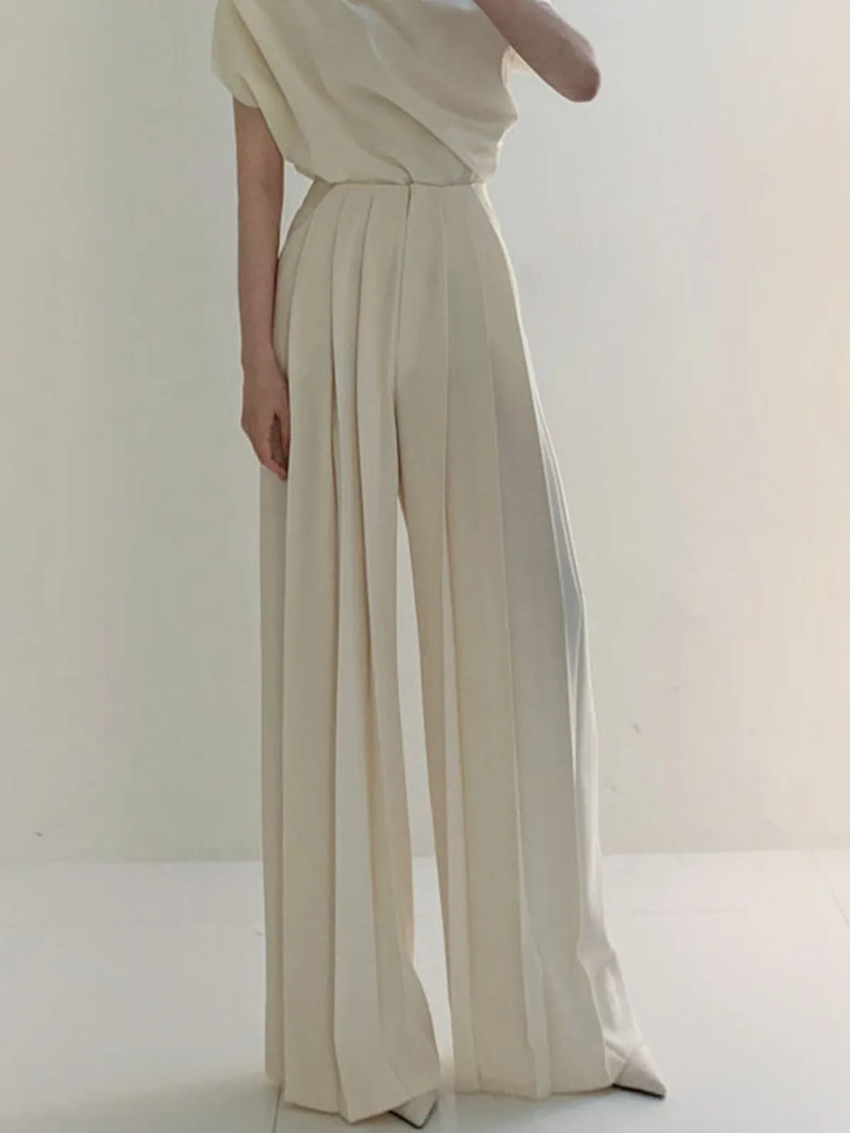 Pleated High Waist Wide Leg Pants sold by COMMENSE product image thumbnail 3