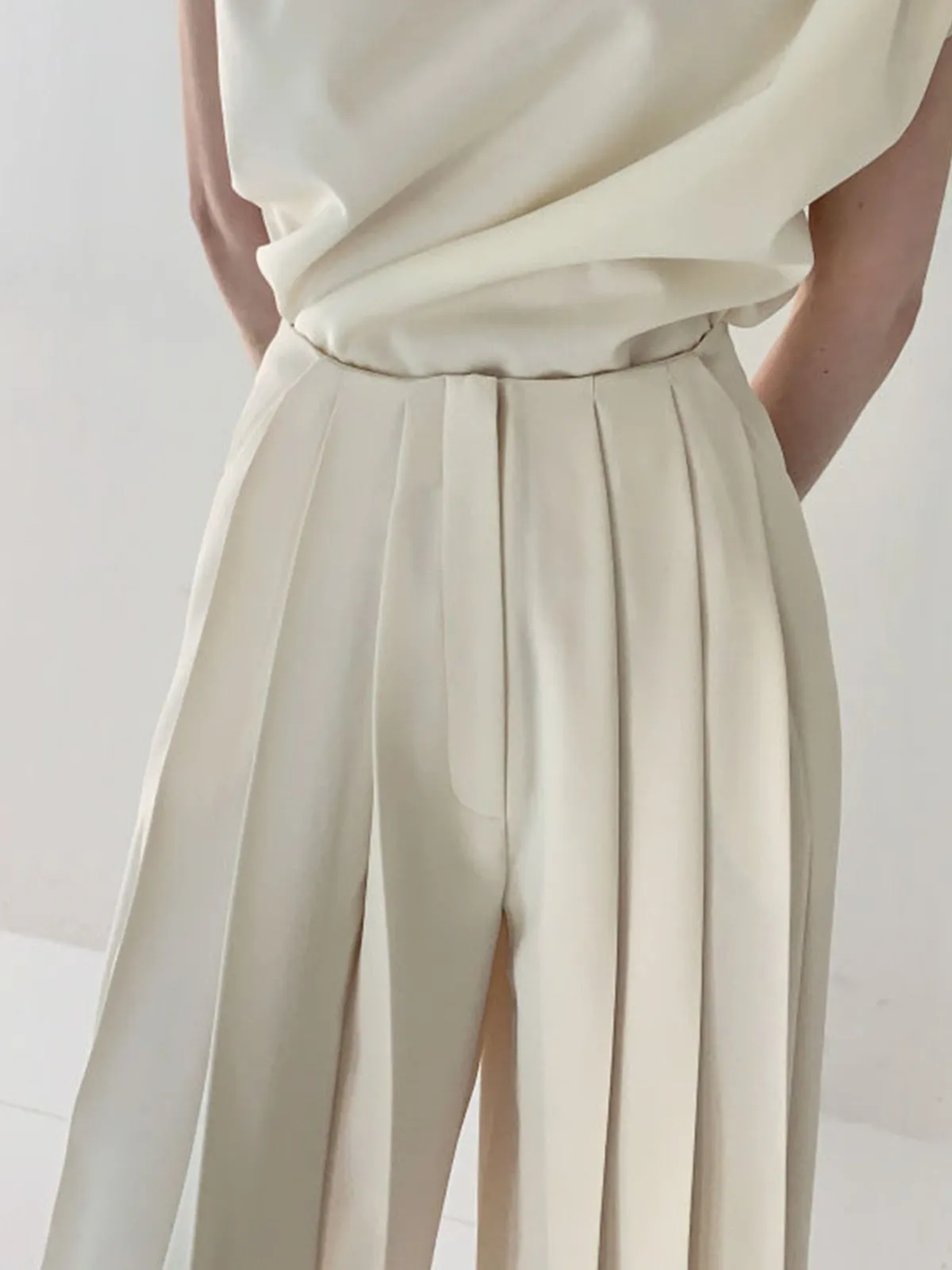 Pleated High Waist Wide Leg Pants sold by COMMENSE product image thumbnail 4