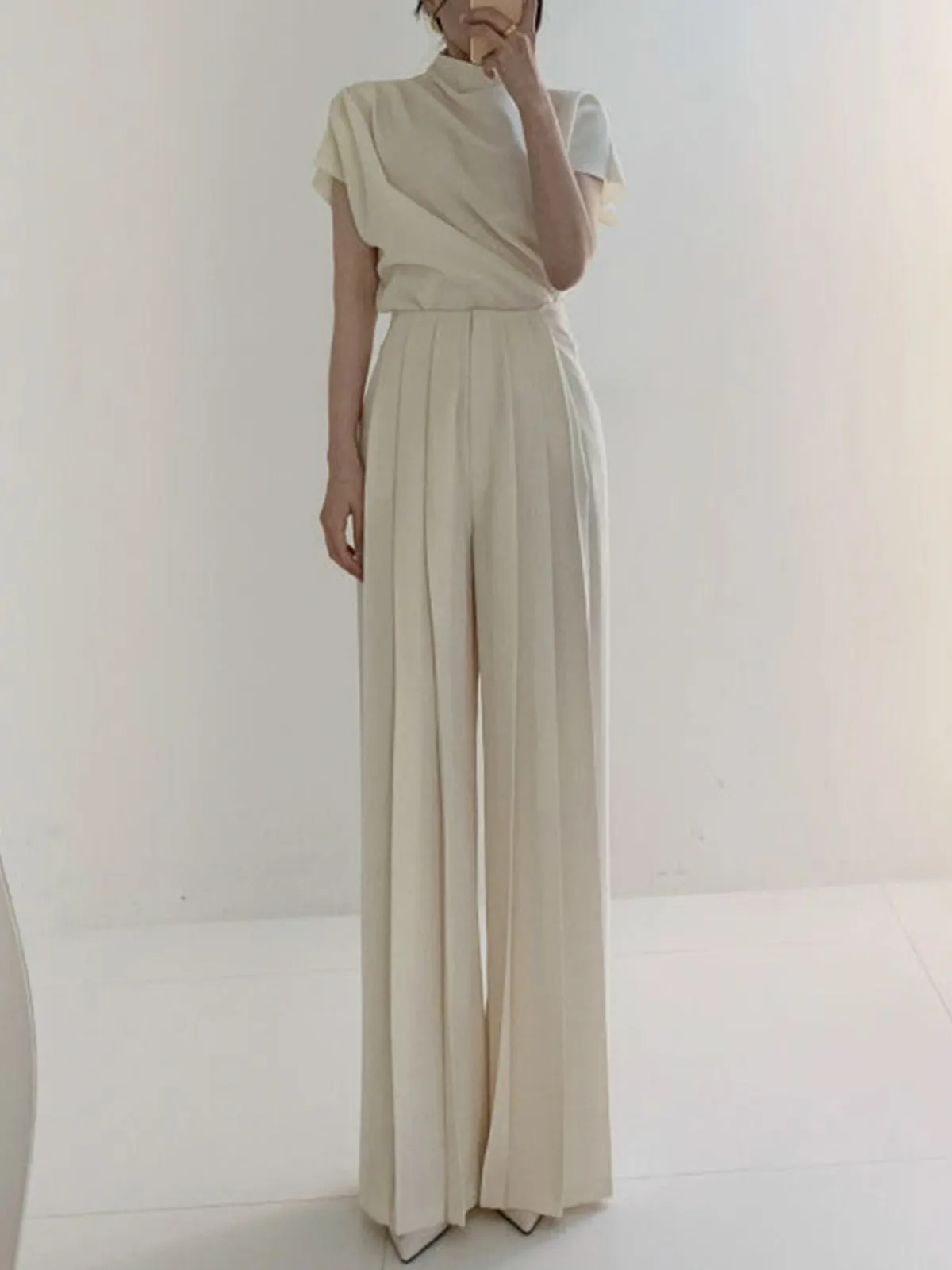 Pleated High Waist Wide Leg Pants sold by COMMENSE product image thumbnail 2