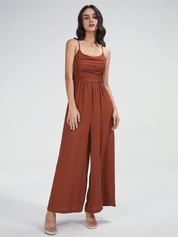 Square Neck Bandage Bodice Wide Leg Jumpsuit sold by COMMENSE