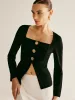 Metal Bottom Piping Corset Blouse sold by COMMENSE