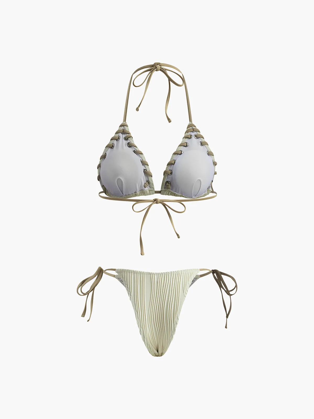 Grommet Lace-Up Ruched Bikini Set sold by COMMENSE product image thumbnail 3