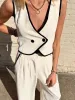 Contrast Binding Asymmetrical Tank Top sold by COMMENSE