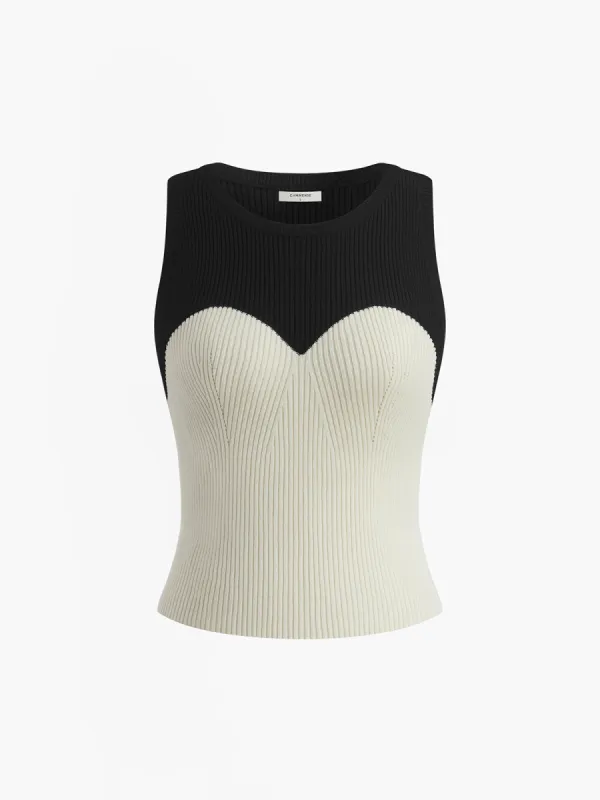 Contrast Trim Slim Sweater Vest sold by COMMENSE