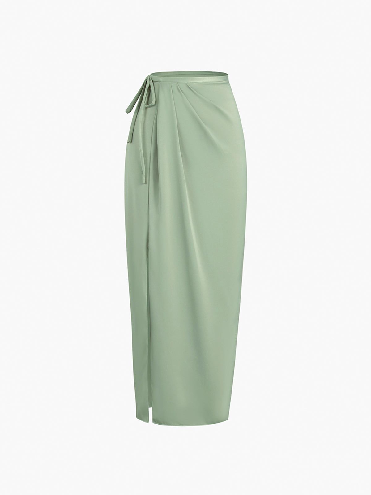 Wrap Satin Slit Maxi Skirt sold by COMMENSE product image thumbnail 6