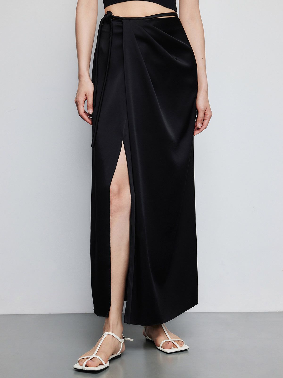 Wrap Satin Slit Maxi Skirt sold by COMMENSE product image thumbnail 3