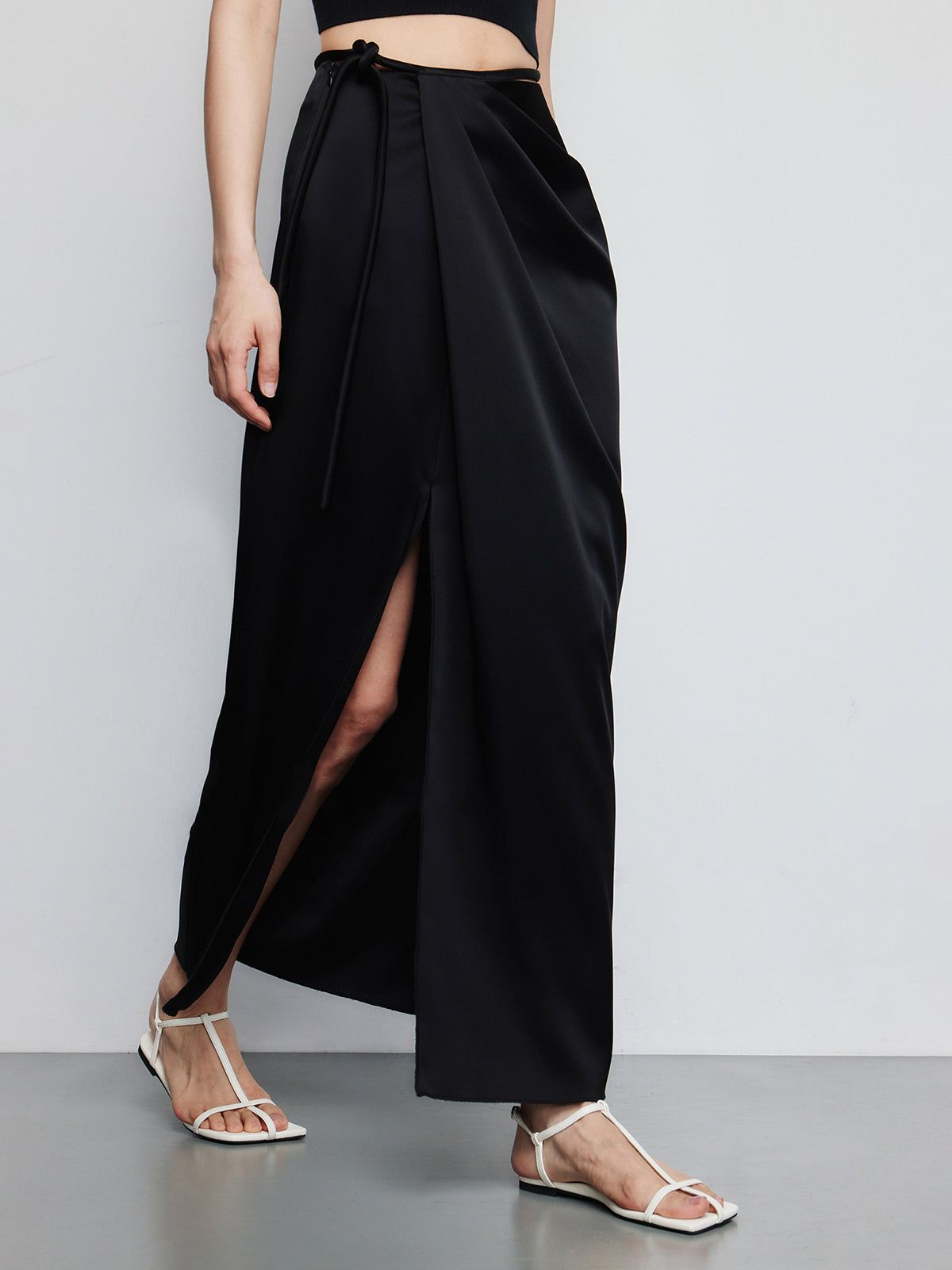 Wrap Satin Slit Maxi Skirt sold by COMMENSE product image thumbnail 2