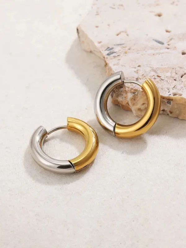 Two Tone Splicing Hoop Earrings sold by COMMENSE