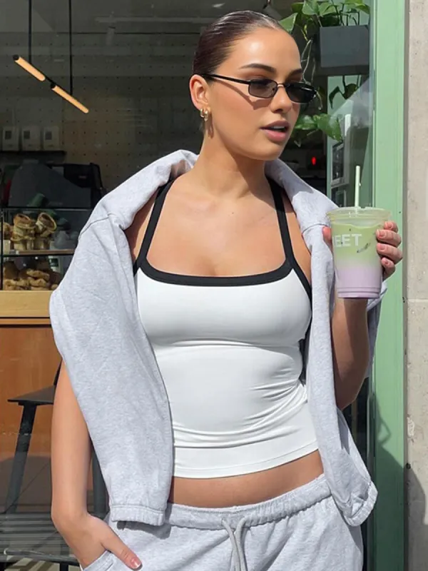 Contrast Sleeveless Cami Top sold by COMMENSE