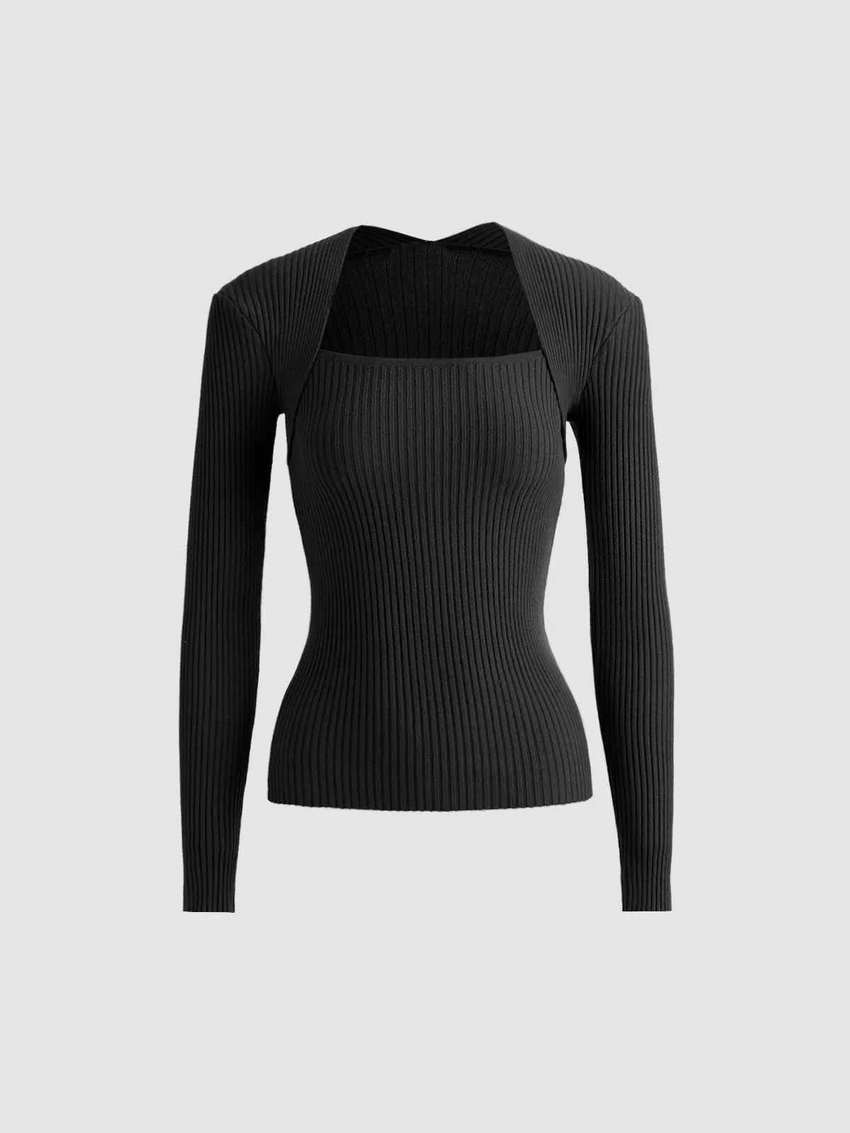 Bronzework Knitted Ribbed Pullover Sweater sold by COMMENSE product image thumbnail 3