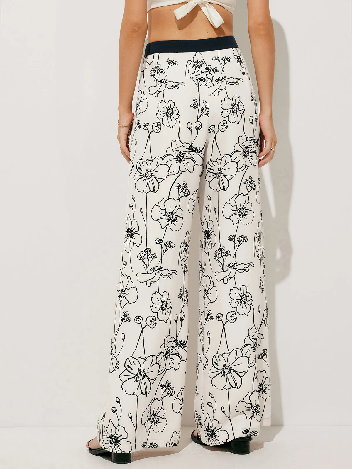Floral Print Pockets Wide Leg Pants sold by COMMENSE product image thumbnail 3