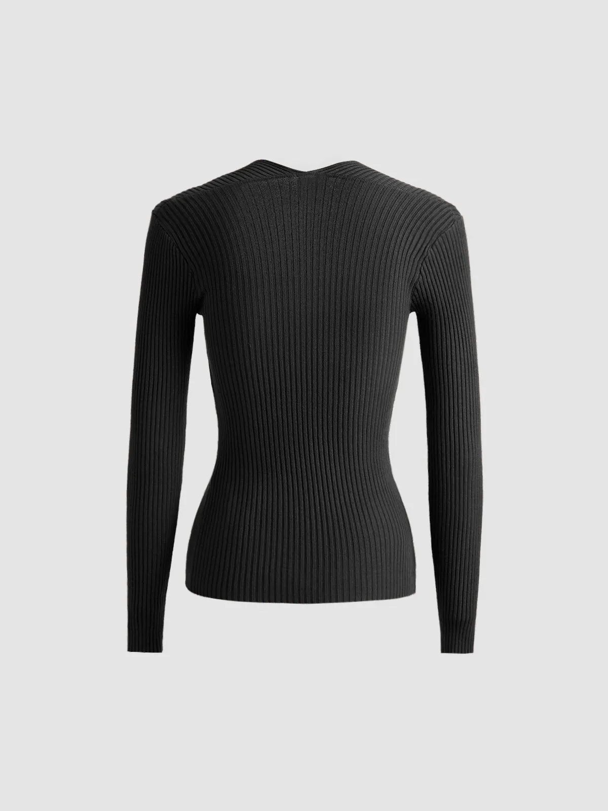 Bronzework Knitted Ribbed Pullover Sweater sold by COMMENSE product image thumbnail 4