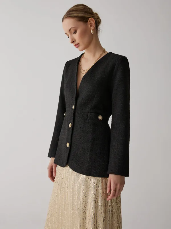 Vintage Black Tweed Blazer sold by COMMENSE