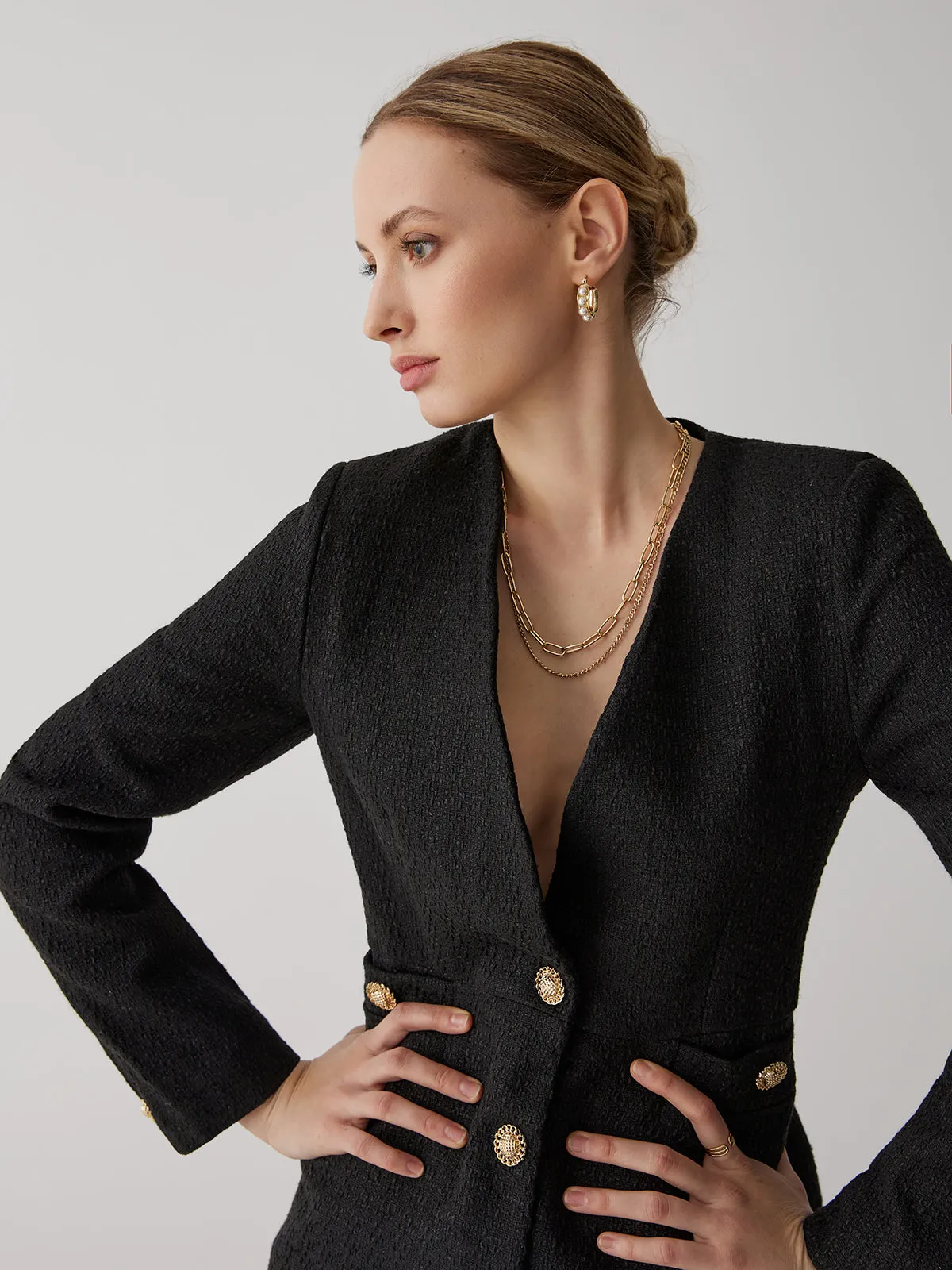 Vintage Black Tweed Blazer sold by COMMENSE product image thumbnail 5