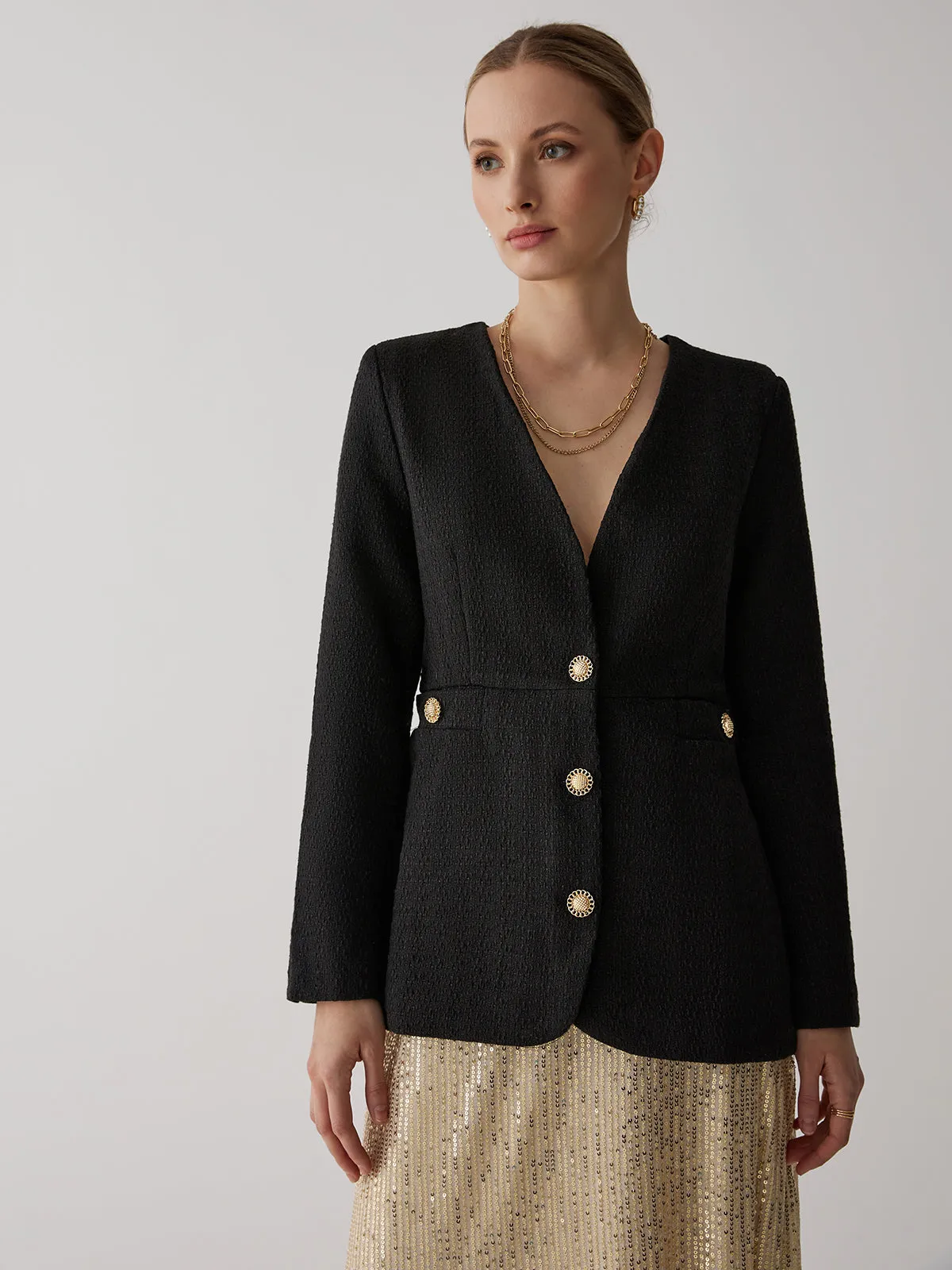 Vintage Black Tweed Blazer sold by COMMENSE product image thumbnail 2