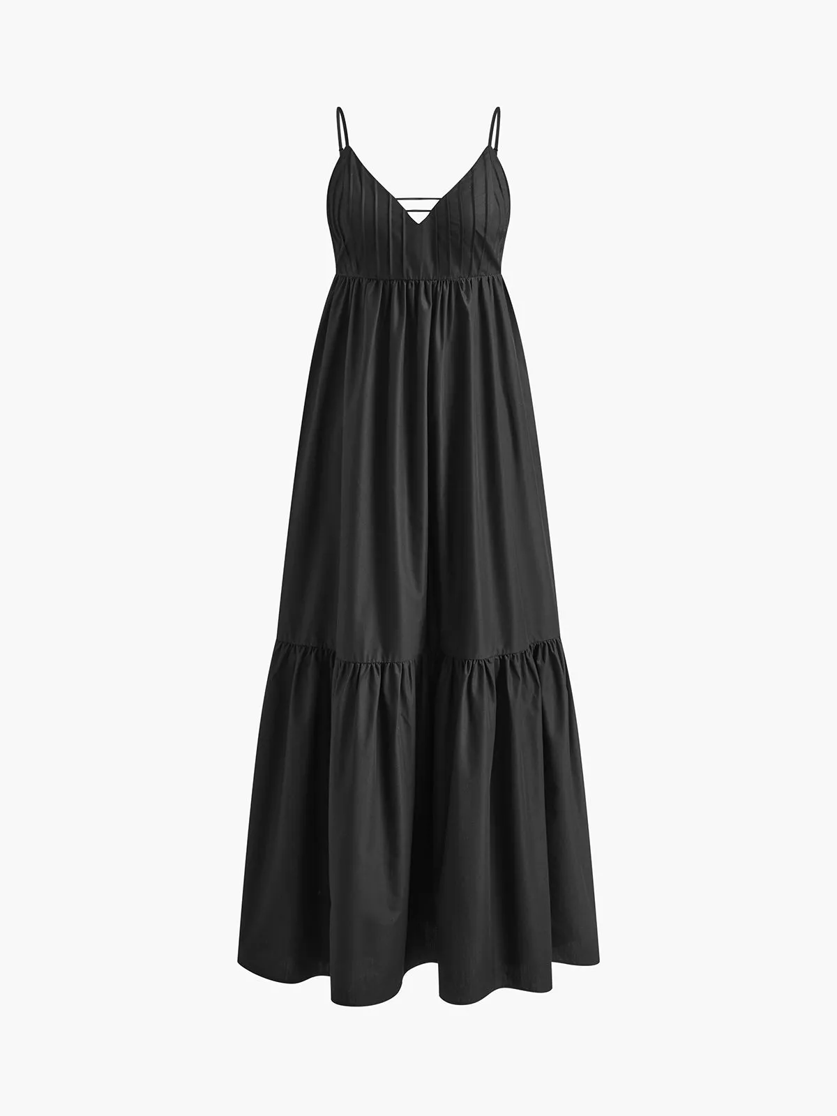 Casual V-Neck Spaghetti Strap Long Dress sold by COMMENSE