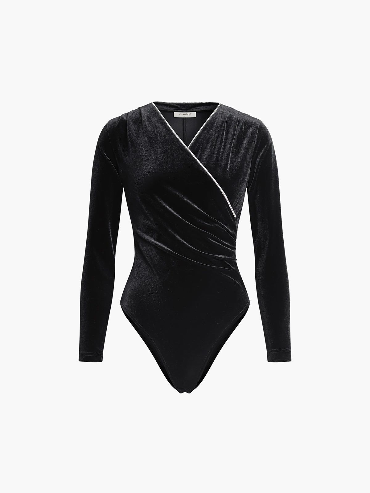 V-Neck Diamond Velvet Long Sleeve Jumpsuit sold by COMMENSE
