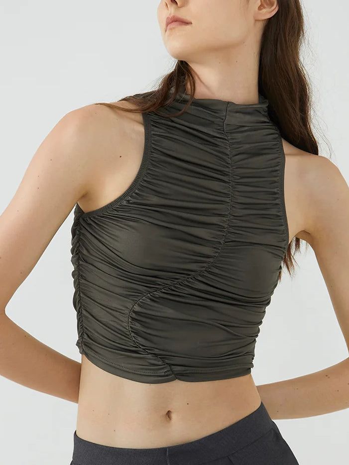 Ruched Crop Tank Top sold by COMMENSE