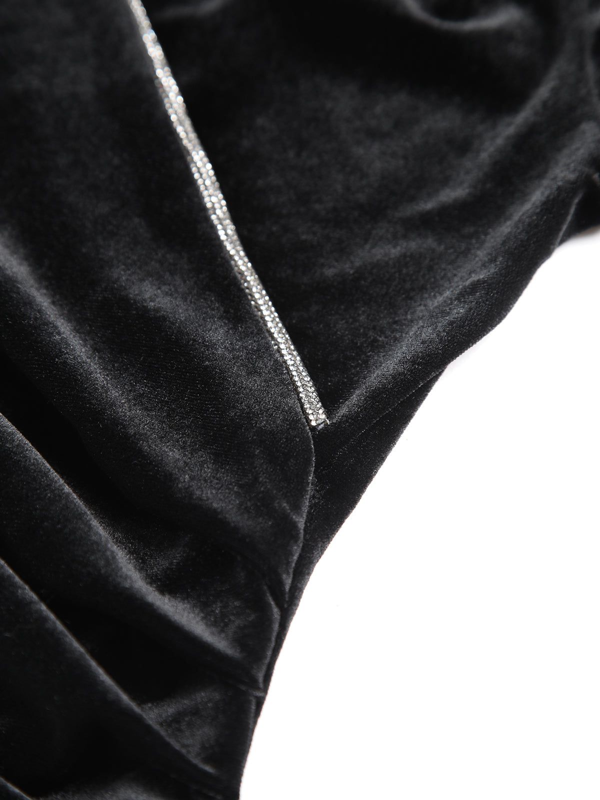 V-Neck Diamond Velvet Long Sleeve Jumpsuit sold by COMMENSE product image thumbnail 2