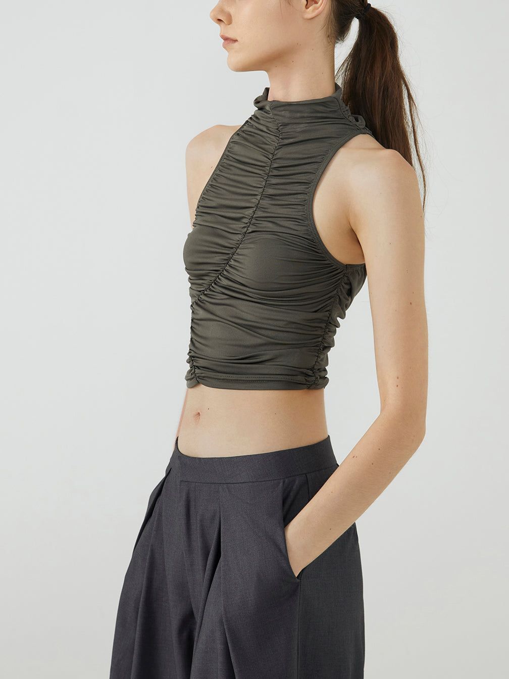Ruched Crop Tank Top sold by COMMENSE product image thumbnail 5